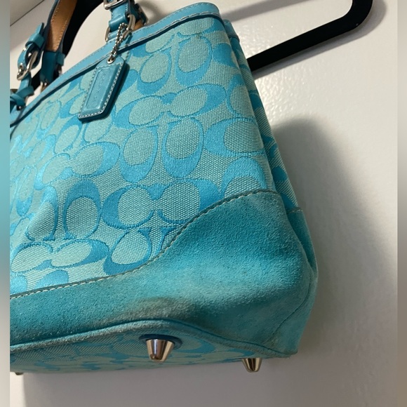 *Vintage* Teal Canvas/Suede Leather Purse - Picture 5 of 16